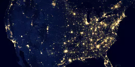 Satellitenaufnahme der Vereinigten Staaten bei Nacht