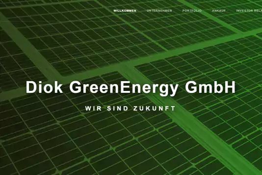 Webdesign diok GreenEnergy von elfgenpick Werbeagentur Augsburg