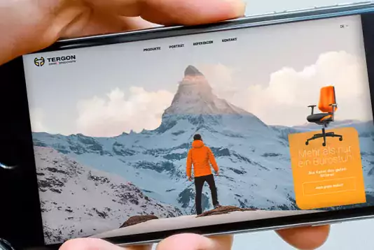 Tergon Webseite auf einem Smartphone