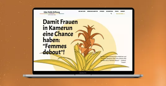 Mockup der Eder Molle Stiftung Webseite auf einem Macbook-Display