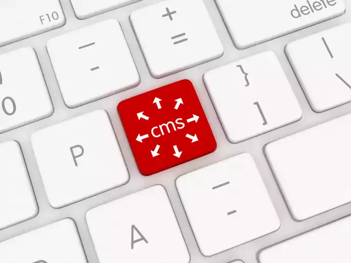 CMS im Fokus einer Tastatur als Drupalreferenz zu unserer Werbeagentur. 