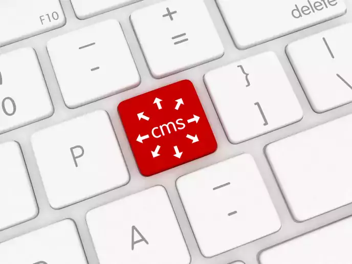 CMS im Fokus einer Tastatur als Drupalreferenz zu unserer Werbeagentur.