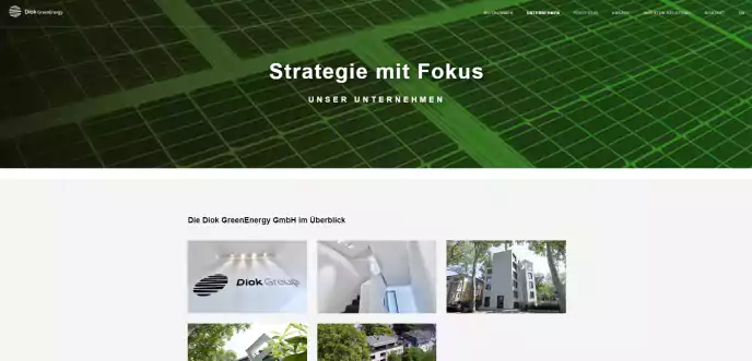 Webdesign diok GreenEnergy von elfgenpick Werbeagentur Augsburg Strategie Webseite