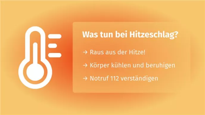 Thermometer-Symbol auf orangem Hintergrund, weiße Schrift